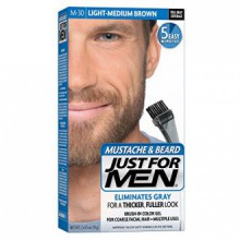 Just for Men bigote y la barba brocha incorporado en el gel del color, la luz marrón medio (Pack de 3)