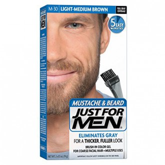 Just For Men Mustache and Beard Brush-In Color Gel, Light Medium Brown (Pack of 3)