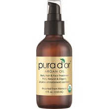 PURA D'OR Moroccan Argan Oil 100% Pure & USDA Organic For Face, Hair, Skin & Nails, 4 Fluid Ounce