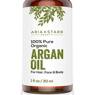 Aria Starr Beauty ORGANIC Argan Oil For Hair, Skin, Face, Nails, Beard & Cuticles - Best 100% Pure Moroccan Anti Aging, Anti