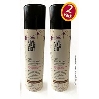 Root Concealer (Medium/Light Brown) 2oz by Style Edit ® Instantly Covers Gray Hair Between Color Services! (2 PACK)