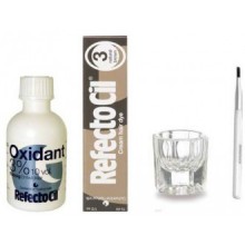 REFECTOCIL COLOR KIT - Natural Brown Cream Hair Dye + Liquid Oxidant 3% 1.7oz + Mixing Brush + Mixing Dish
