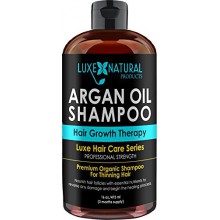 Luxe Natural Products Huile d'Argan Shampoo Strength Professional - Thérapie de croissance des cheveux 16 oz - Perte de cheveux,