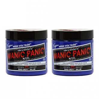 Manic Panic semi-permanente del pelo color crema BAD BOY azul 4 Oz "Pack de 2"