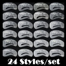 Willtoo 24 Styles Eyebrow Shaping Stencils Grooming Kit Makeup Shaper Set Template Tool
