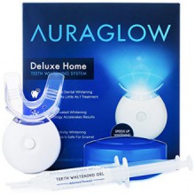 AuraGlow dientes kit de blanqueamiento, luz del LED, el 35% de peróxido de carbamida, (2) de 5 ml Gel jeringas, la bandeja y la 