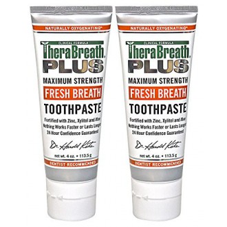 TheraBreath PLUS Fórmula Profesional Aliento Fresco Pasta de dientes - Extra Fuerte, de 4 onzas (paquete de 2)