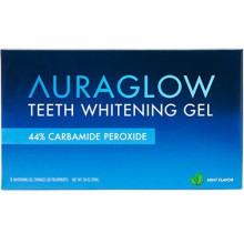 Dientes que blanquean el gel AuraGlow Jeringa paquete de recambio, el 44% de peróxido de carbamida, (3x) Jeringas de 5 ml, 30 + 