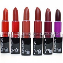 6 Kleancolor MADLY MATTE LIPSTICK SET VIVID LIP DARK COFFEE BROWN STICK + OREILLES GRATUIT par Kleancolor