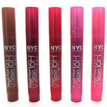 NYC Smooch prueba de 16 horas de labios mancha de color Conjunto de 5 diferentes tonos NUEVO!