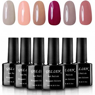 Gellen LED empapa del gel UV Esmalte de uñas, colores pastel Gift Set - (10 ml cada uno, 6 botellas)