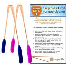 100% Copper Tongue Cleaner Scraper 2-Pack Antibacterial for Optimal Oral Hygiene / His & Hers / Home & Travel