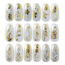 LKE 108pcs 3D Gold Flowers Nail Art Stickers Decals For Nail Tips Decorations(Gloden)