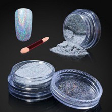 Elite99 Holographic Nail Chrome Poudre, Shinning Effet Miroir Vernis à ongles Glitter Powder, 1g Silver Chrome Powder + éponge