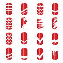 BTArtbox 12 Packs Over 36 Different Designs Tip Guide Nail Vinyl Self-adhesive Nail Stencil Sticker Easy Nail Art Set for