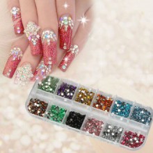 1200pcs New Nail Art Strass Glitters acrylique Conseils Décoration Manucure Roue