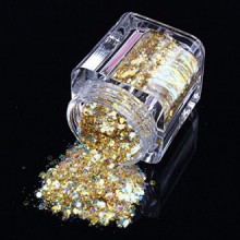 ECBASKET New Arrival Glizty Nail Powder Dust DIY Nail Glitter Slices Gold