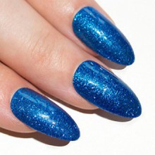 Bling Stiletto Art Faux Ongles Gel Faux acrylique Marina Gel Blue Glitter Medium Tips UK