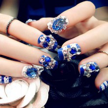 Spritech (TM) 22 Pre Bling Bleu Diamant Faux ongles Piece avec une colle à ongles gratuit