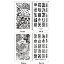 Ejiubas 2 Pcs double face Henna Floral Egypte Stamping Nail Assiettes Nail Art Designs manucure