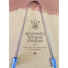 Ayurvedic Tongue Cleaner (Ocean Blue) by Sattvic Path - Premium Tongue Scraper 100% Stainless Steel - Kills Bad Breath with