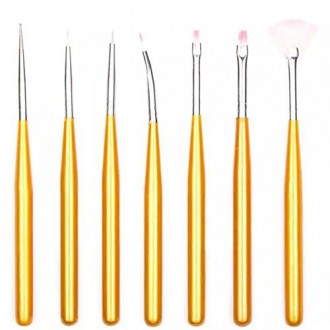 7PCS del clavo del arte de acrílico ULTRAVIOLETA del gel del polaco de la pluma de dibujo pintura del sistema de cepillo de bric