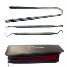 PrimeDentalPro Tongue Scraper and Dental Tools Kit Stainless Steel Set Includes Tartar Scraper, Dental Pick, Tongue Cleaner