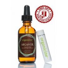 Organicine Virgin Argan Oil 100% Pure & Organic (FREE Lip Balm Chapstick as a GIFT) Natural Treatment for Hair, Face, Nails,