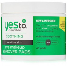 Yes To Cucumbers Eye Makeup Remover Pads, 45 Count