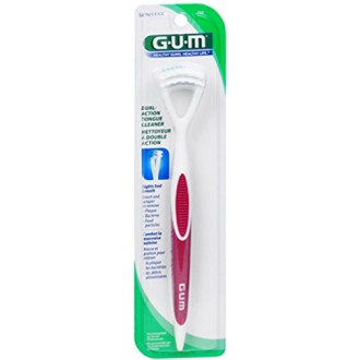 GUM double action Tongue Cleaner - Les couleurs peuvent varier 1 Chaque (Pack de 4)