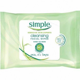 Simple Sensitive Skin Makeup Removing Cleansing Wipes No Harsh Chemicals 3 Packs of 25 Wipes