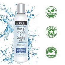 Makeup Remover & Cleansing Milk by Derma-nu - All Natural, Soothing, Gentle Formula - Great for All Skin Types. Easily