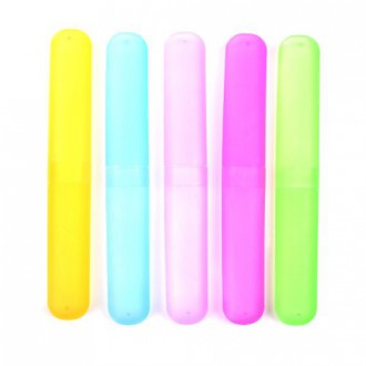 Kloud Ciudad ® Pack de 5 Caso del cepillo de dientes de plástico de color diferente / soporte para el uso de viaje (Estilo UNO)