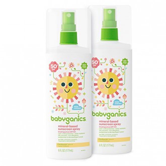 A base de minerales BabyGanics spray bebé protector solar, SPF 50, botella de spray 6 oz (paquete de 2)