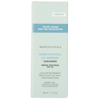 Skinceuticals Sheer física UV Defense SPF 50 de protección solar de amplio espectro de fluidos, 1,7 onzas