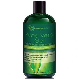 Aloe Vera Gel pour le visage Corps &amp; Cheveux, 12 oz, Pure &amp; Natural, Apaise Eczéma, Après Skin Care Sun, par Premium Nat