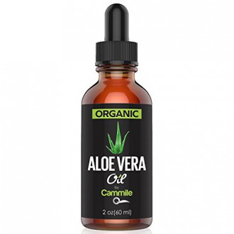 Aceite de Aloe Vera Orgánica para el pelo, la cara, la piel, el cuerpo y quemaduras - pura y prensado en frío - con la vitamina 