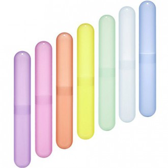 BCP Pack of 7 Different Color Plastic Toothbrush Case/Holder for Travel Use