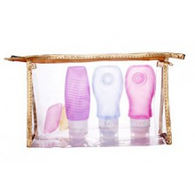 Pack de 3 Voyage Recharge Bouteille avec pack brosse de nettoyage de 3 avec 3 Couvre-brosse à dents (Violet + bleu + rose)