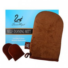 SwanMyst double face souple microfibres Self Tanning Applicateur pour Streak-Free Tan, 2 Mini Mitaines visage inclus.