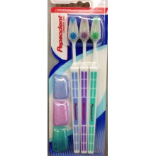 Pepsodent Complete Care, brosse à dents (soft) avec couvercle de brosse à dents, paquet de 3