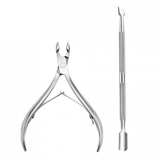 Cuticule Nipper avec cuticules Pusher- Professional Grade en acier inoxydable cuticules Remover et Cutter - Manucure Durable et