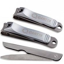 QANTYA Nail Clipper Set - Includes a Toenail Clipper, Fingernail Clipper and a Sapphire File - Best Nail Cutters and Filter