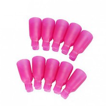 Sannysis 10PC plastique Nail Art Soak Off Cap clip UV Gel Polish Remover Wrap Tool (Hot Pink)