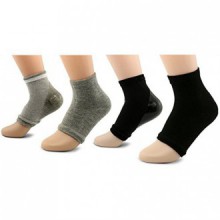 AYAOQIANG Moisturizing Open Toe Gel Heel Socks,Spa Socks for Dry Hard Cracked Skin -2 Pair（Black and Grey）