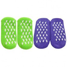 AYAOQIANG Moisturizing Gel Spa Socks for Moisturize Soften Repair Cracked Skin-2Pair (Green + Purple)