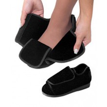 Womens Extra Extra Wide Width Adjustable Slippers - VELCRO brand Diabetic & - Black 10