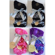 Cozy Socks for Women - Super Soft Fuzzy Warm Crew Socks (4 Pack), Pink, Purple, & Black