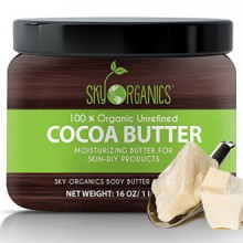 Manteca de cacao orgánicos por Sky Organics: sin refinar, 100% pura manteca de cacao sin procesar 16 oz - Nutriente de la piel, 