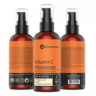 4 oz Fragancia libre VITAMINA C Hidratante Día de Eve Hansen - Lucha contra el envejecimiento facial Loción-w / 15% Vitamina C -